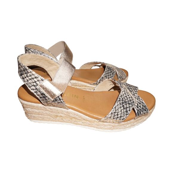 Anne Klein Flex Snake Print Espadrille Wedge Sandals Beige Gold Size 9.5M - Picture 7 of 11